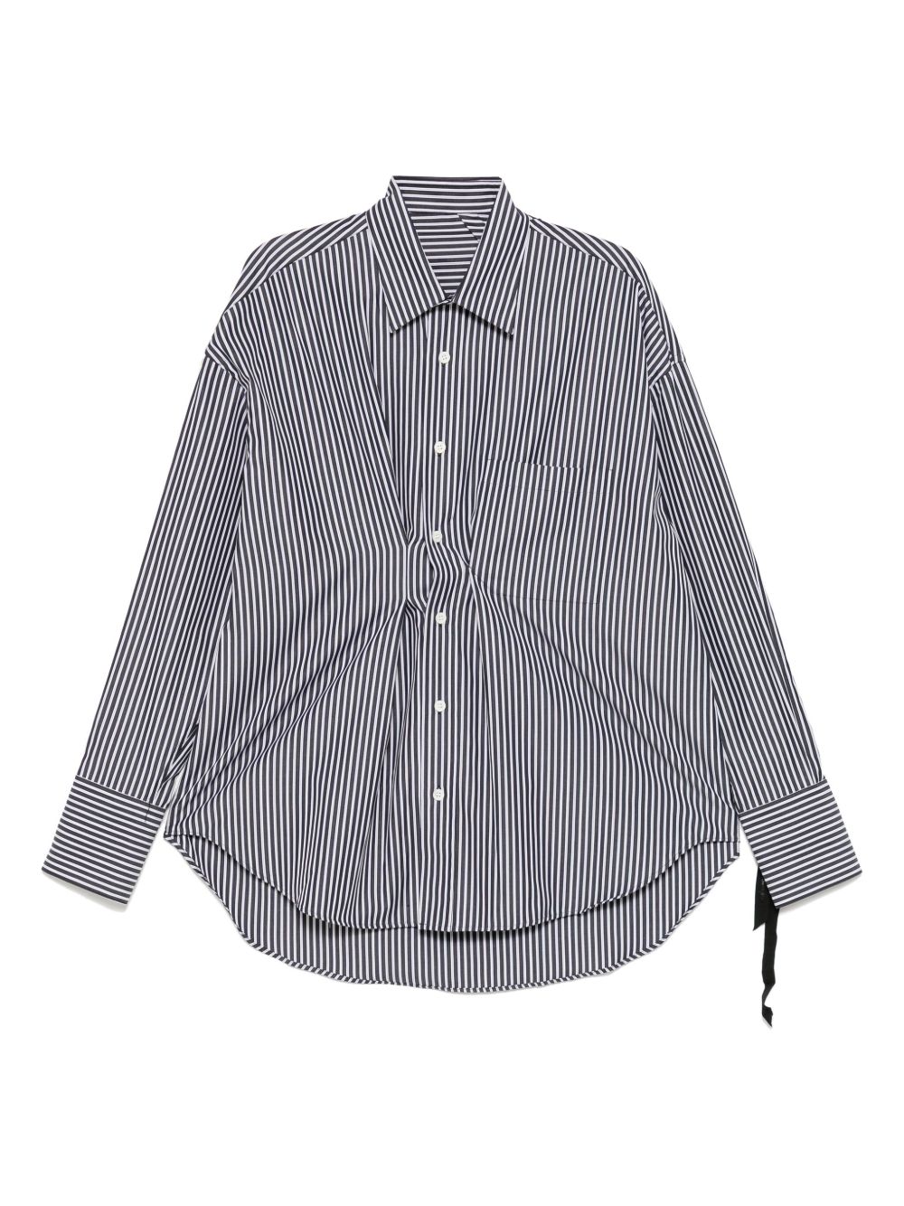 Marina yee striped draped cotton shirt - Black