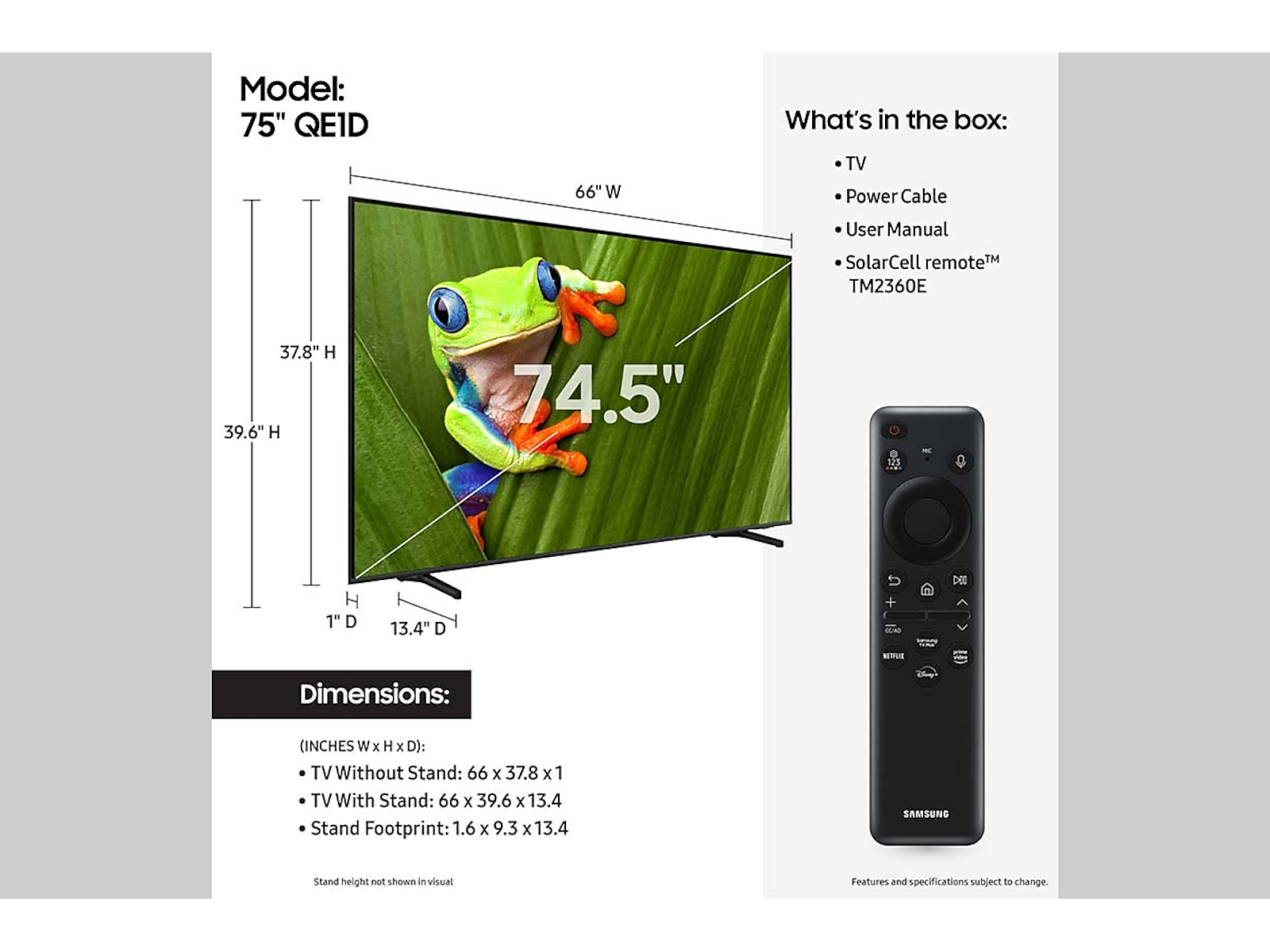 75" Class QLED 4K QE1D