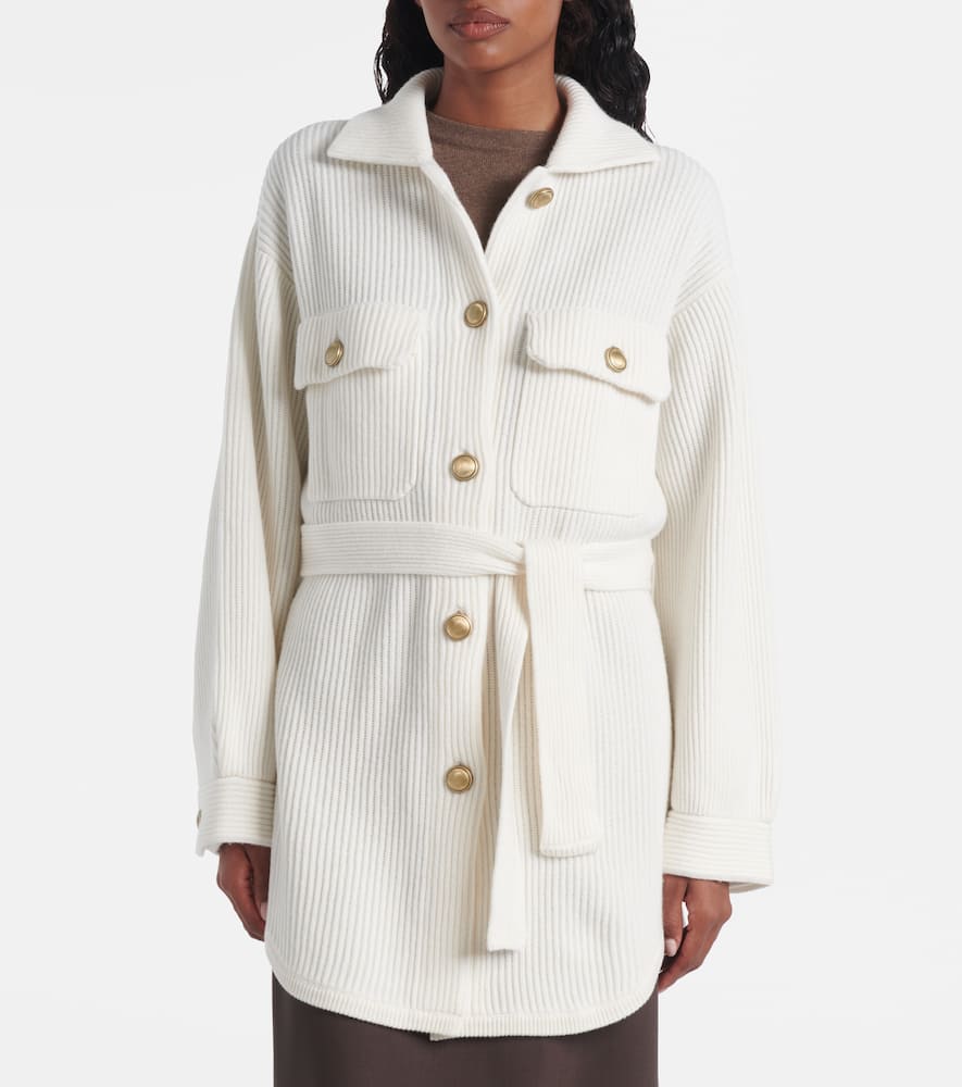 Belted wool, cashmere, and silk cardigan