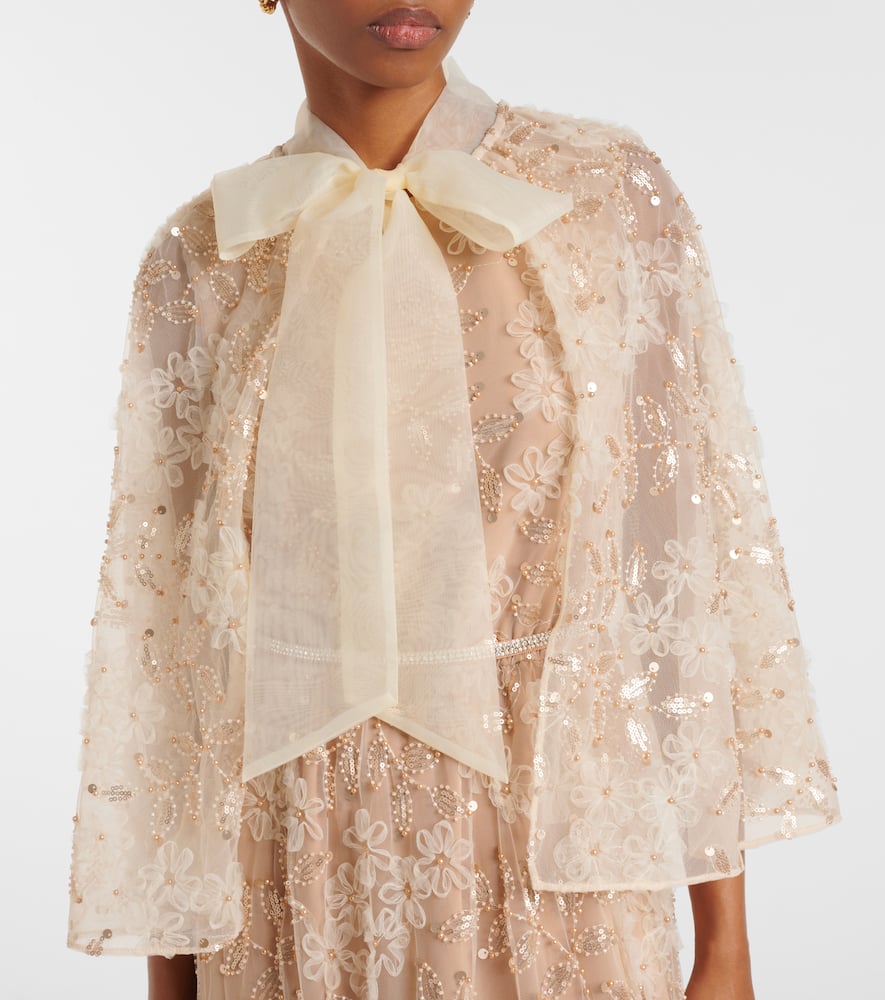 Self-Portrait Embroidered caped gown