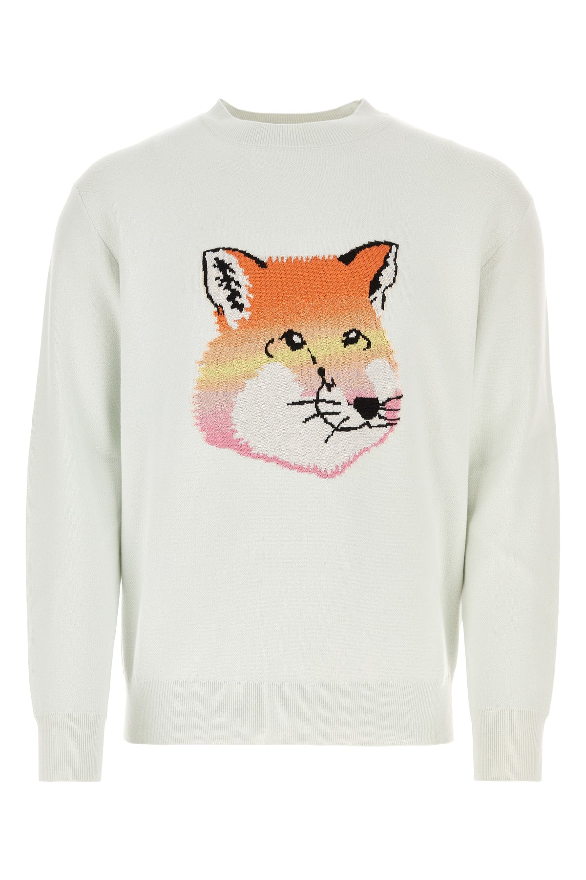 Fox-Jacquard Knit Sweater — Beige