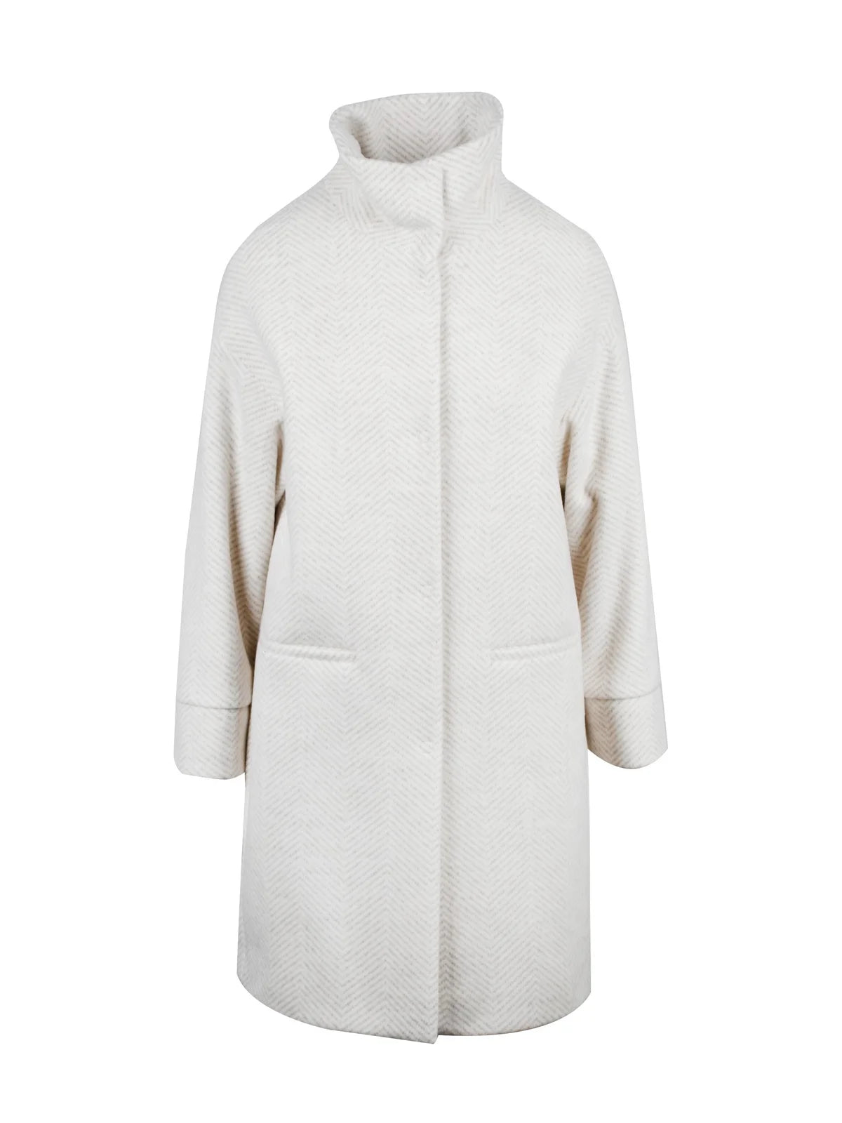 White Virgin Wool-Blend Coat