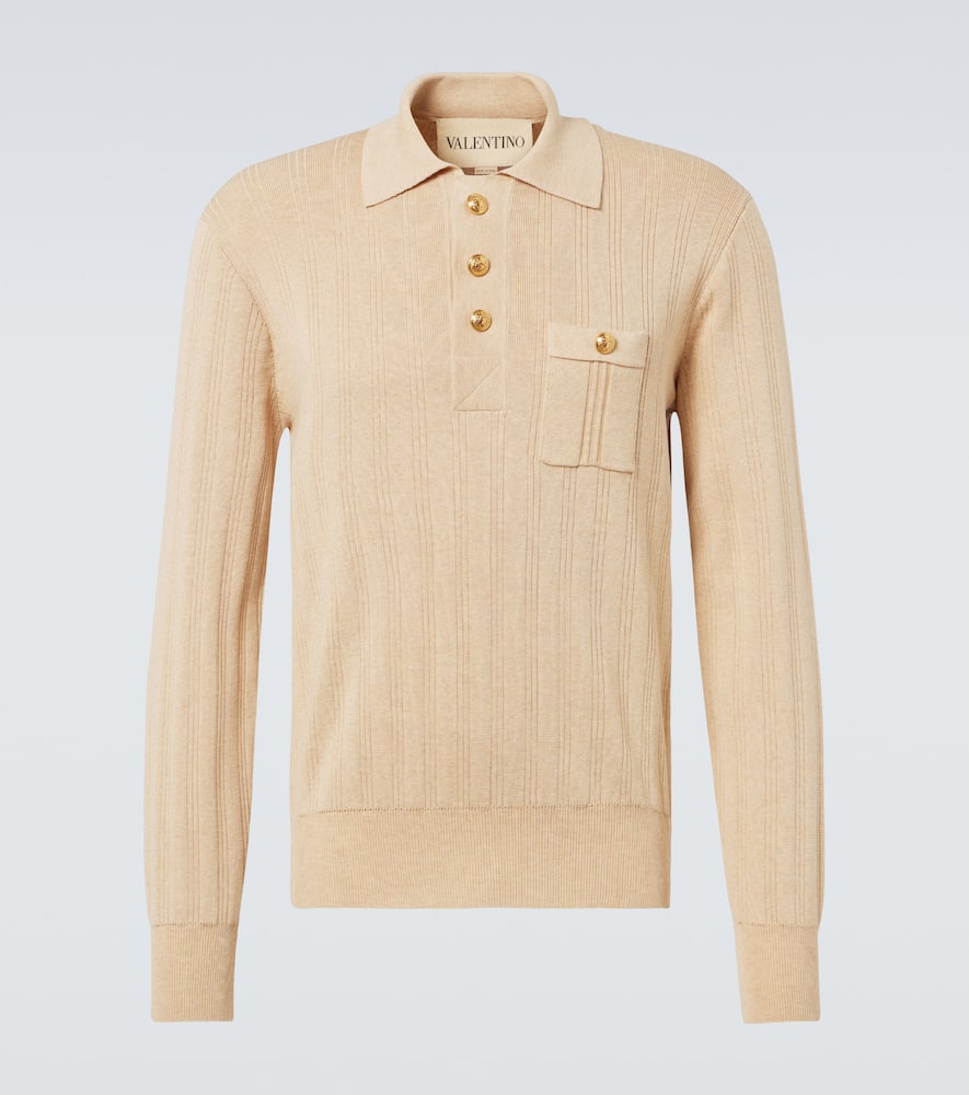 Valentino Ribbed-knit cotton polo sweater