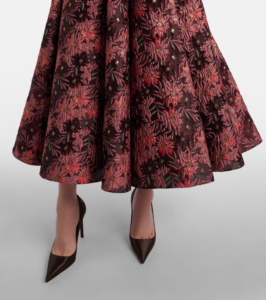 Rousseau floral brocade midi dress