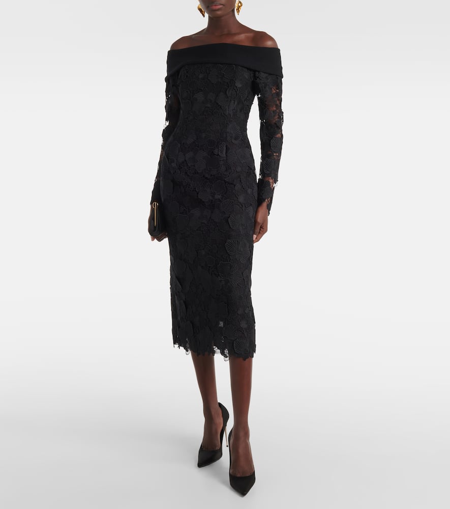 Orchid floral guipure midi dress