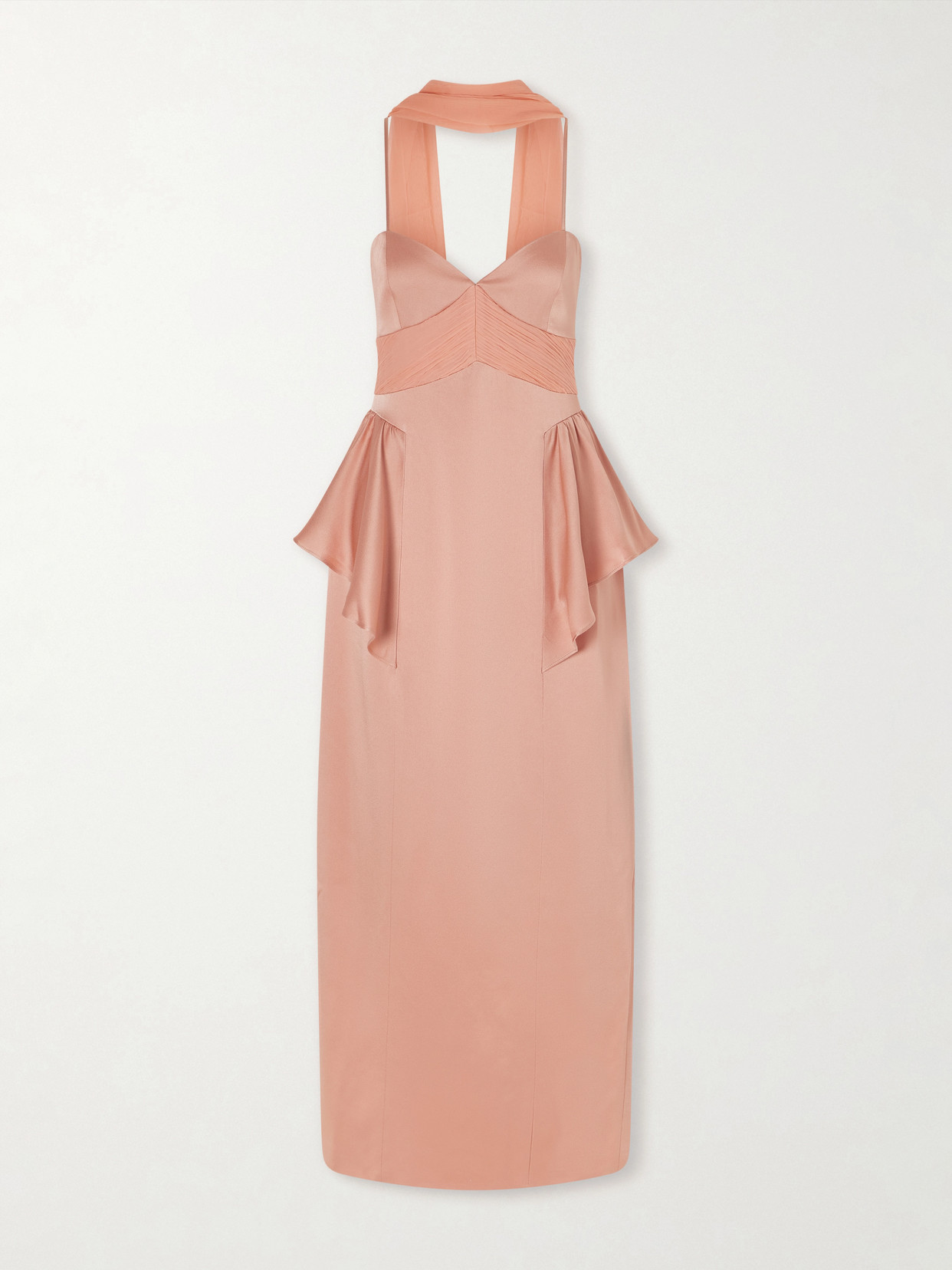 Newton Scarf-detailed Silk Crepon-trimmed Cady Gown - Pink