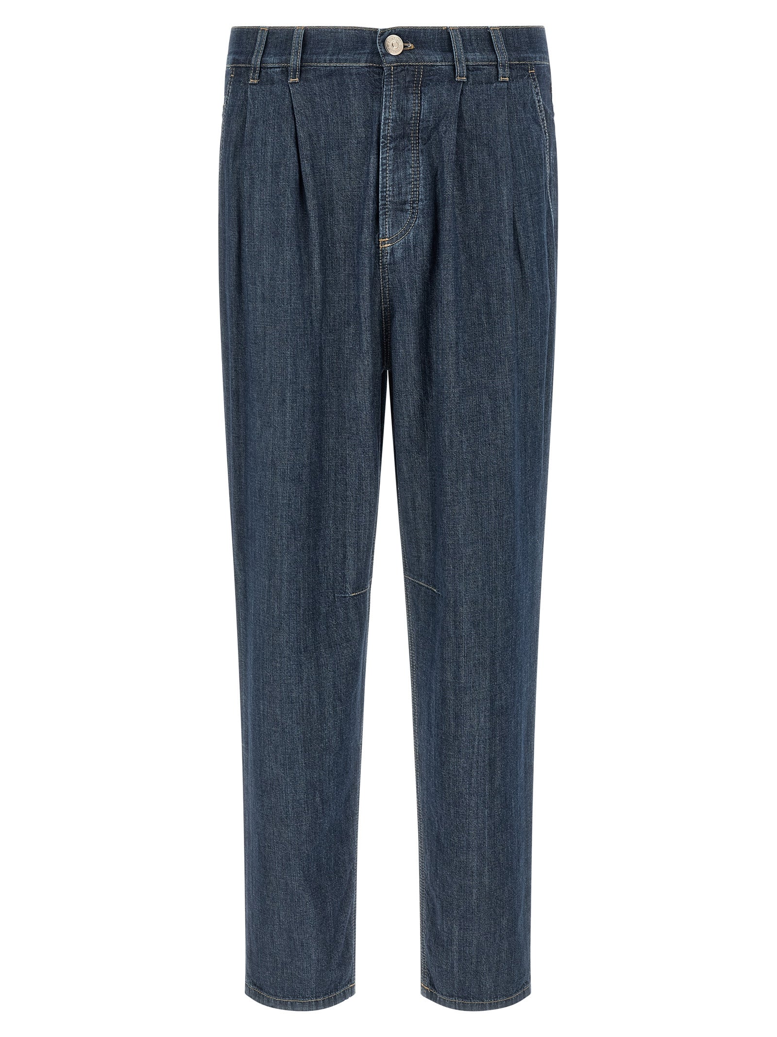 Straight-Leg Cotton Denim Jeans — Blue