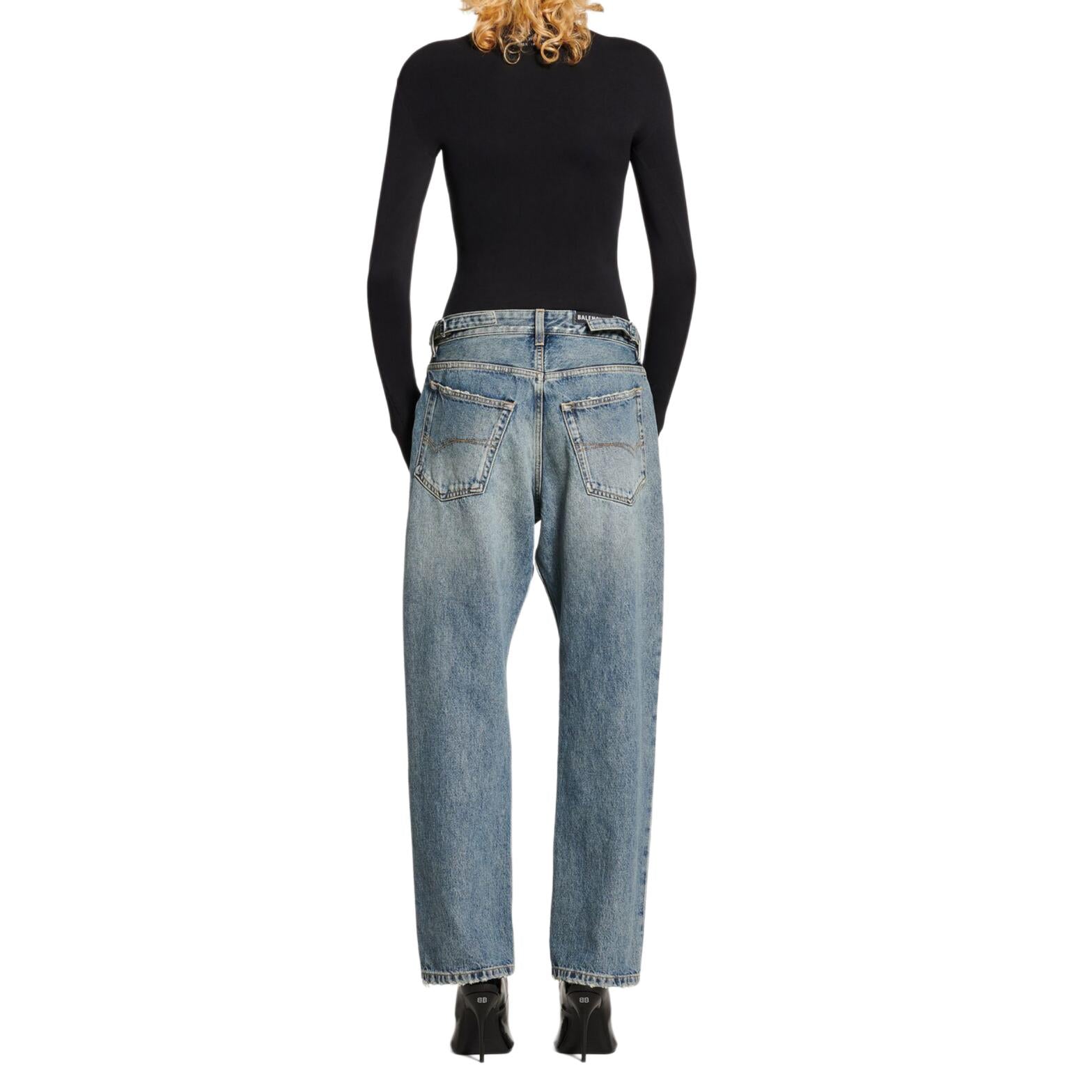 Distressed Straight-Leg Jeans 'Blue'