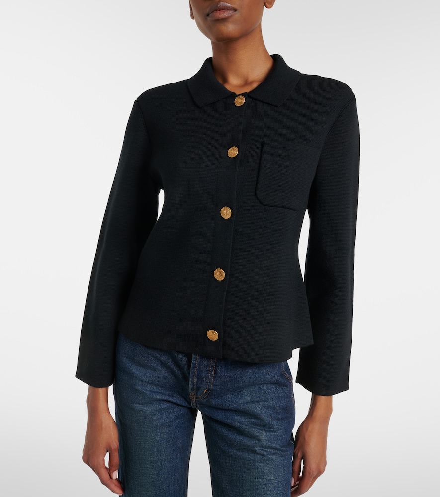 Waffle-knit wool cardigan