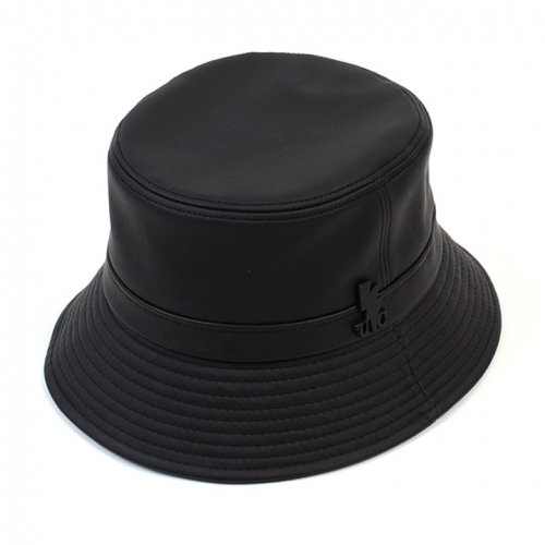 Side Thunder Black Leather Bucket Hat