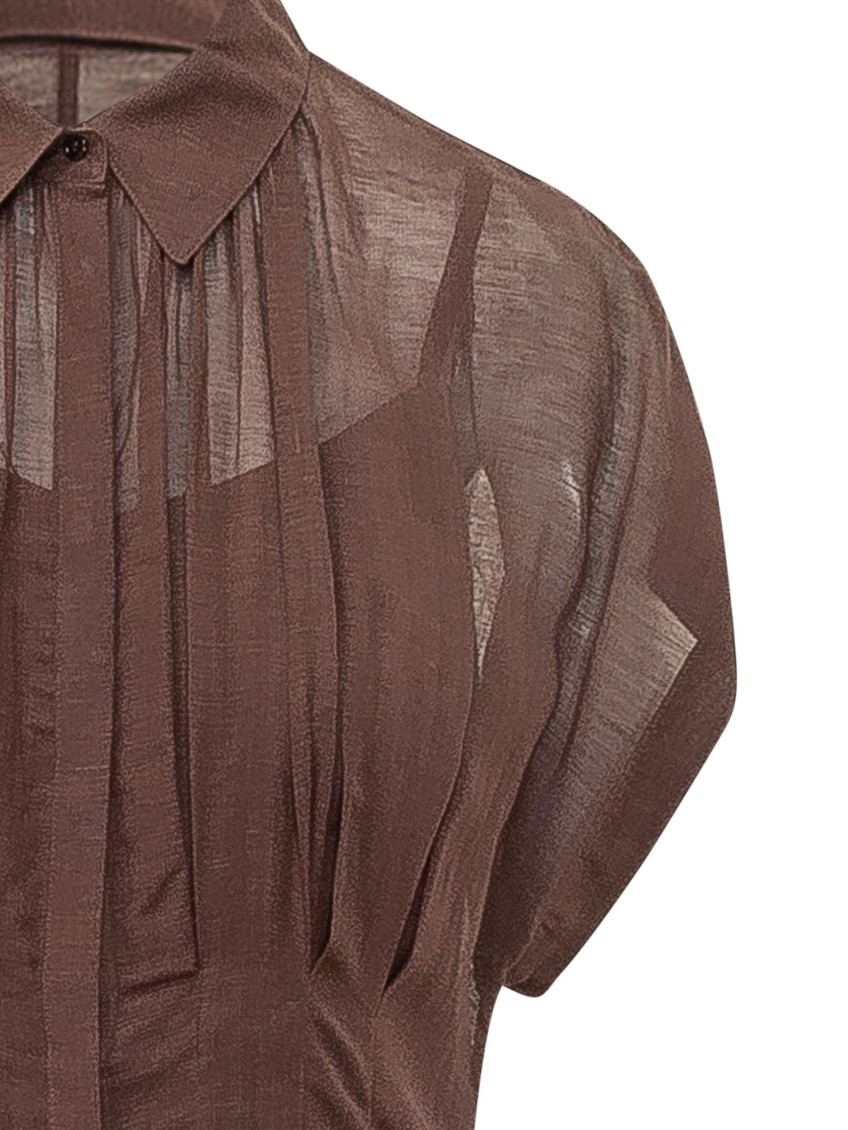Brown Shirt Collar Maxi Dress