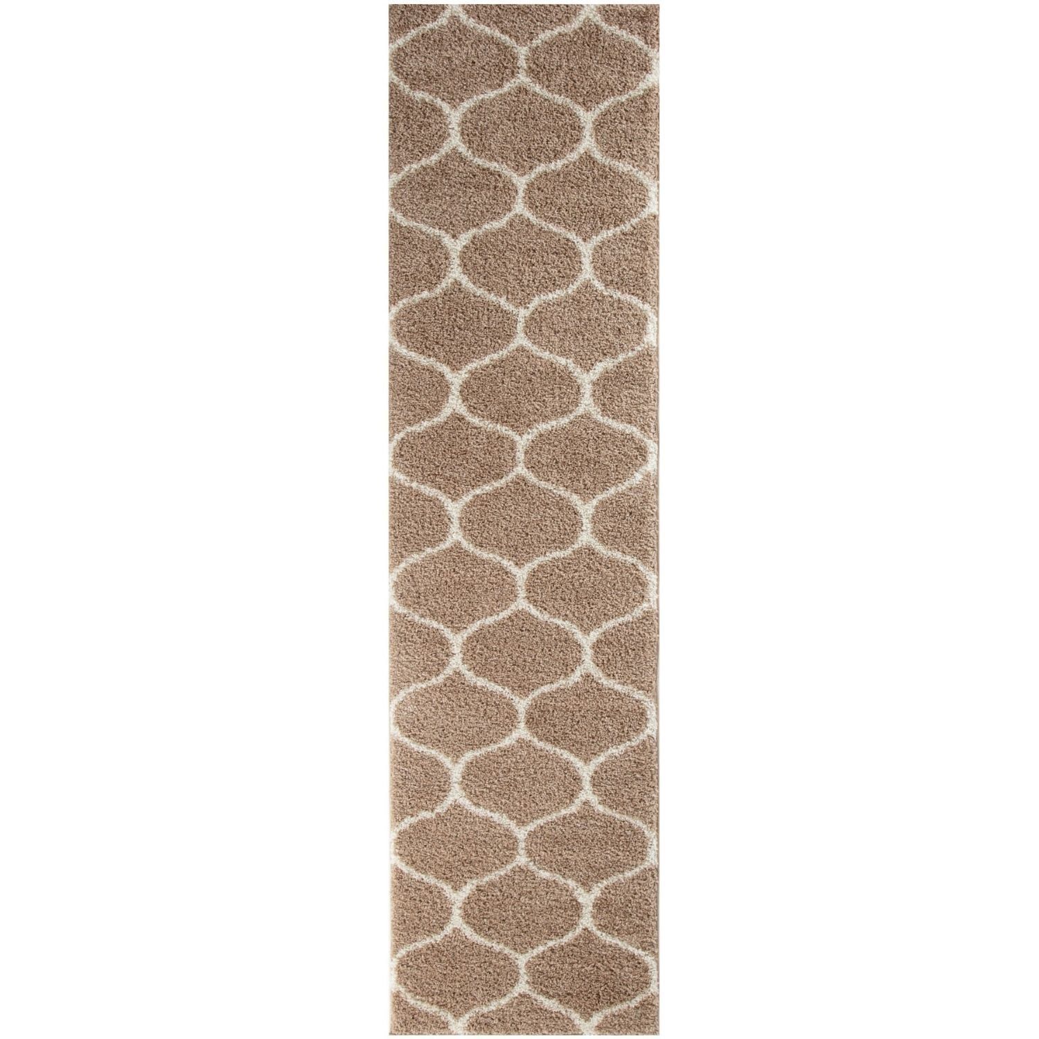 THE RUGS Unisex Moroccan Soft High Pile Shaggy Trellis Rugs & Runners Living Room in Beige | : x 150c
