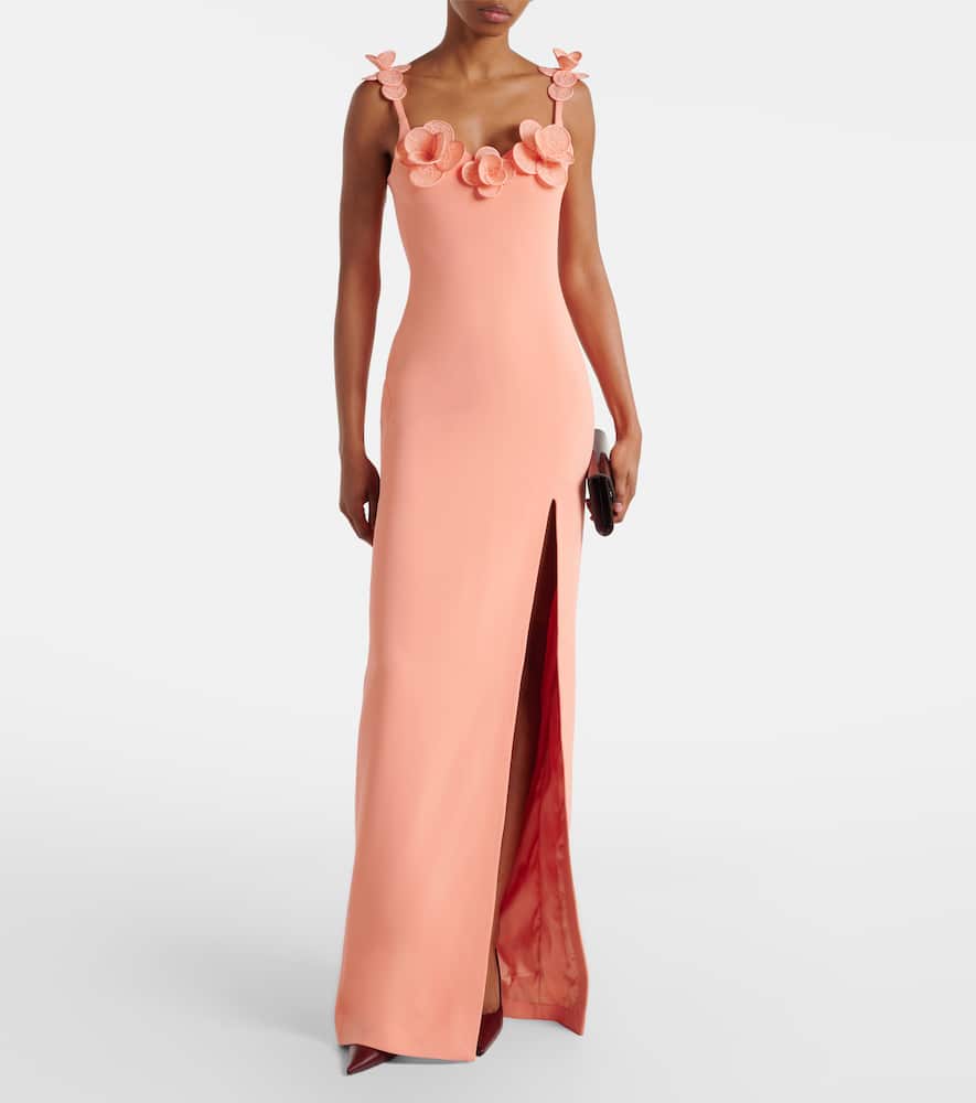 Floral-appliqué gown