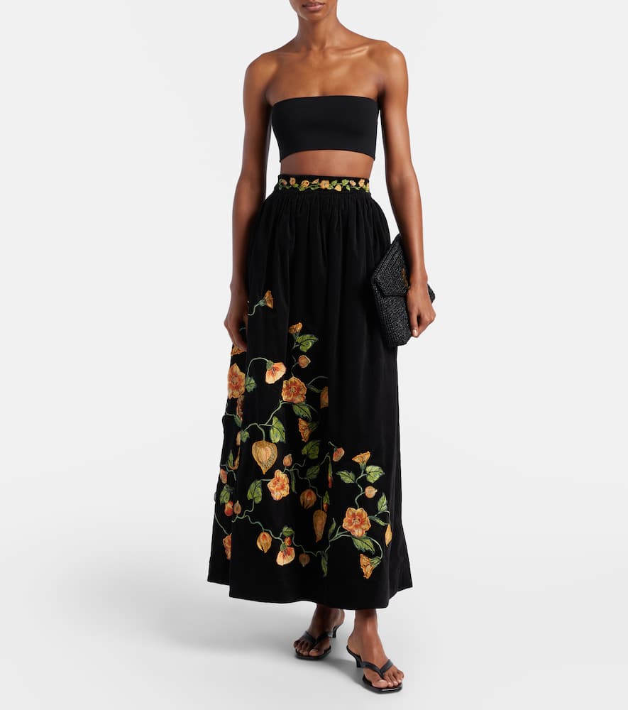 Tangelo embroidered cotton-blend maxi skirt