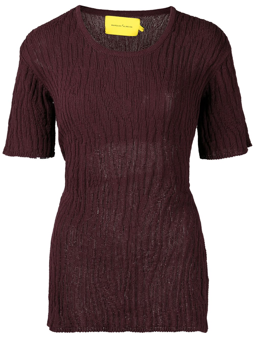 Tie-fastening open-back T-shirt - Brown