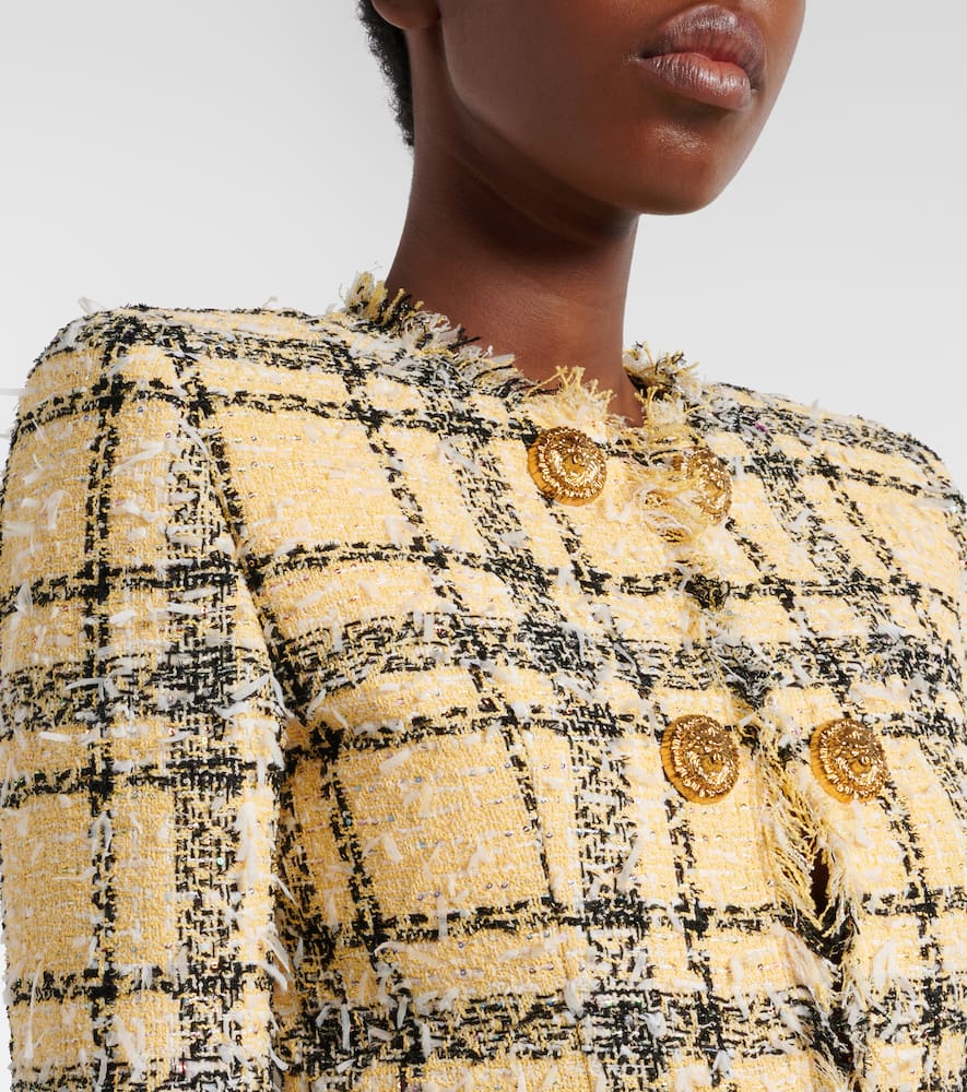 Cropped sequined tweed jacket