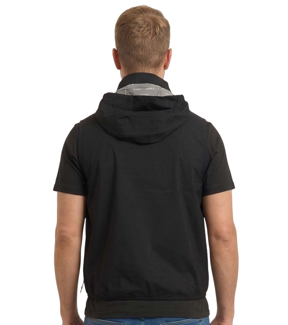 Black Sleeveless Hood Jacket