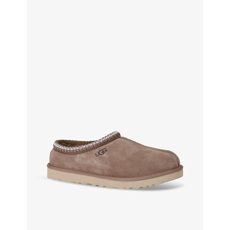 Mens Taupe Tasman Shearling-lined Suede Slippers