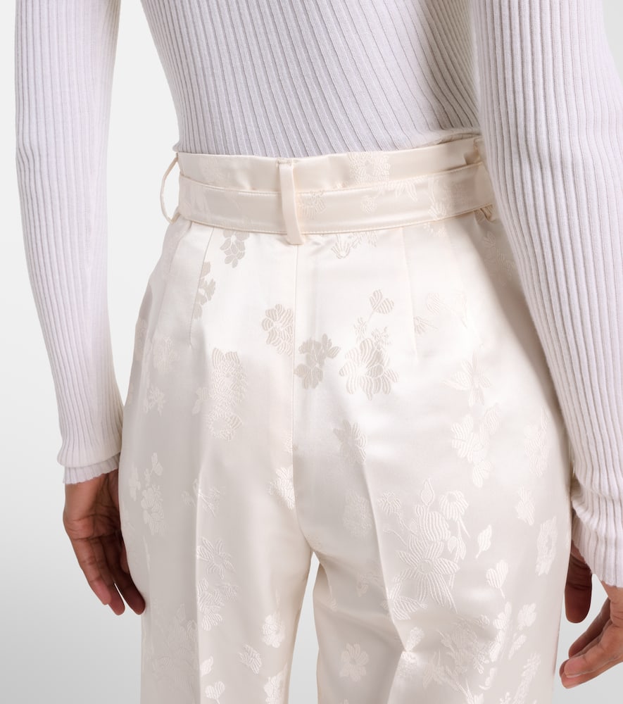 Norman embroidered silk wide-leg pants