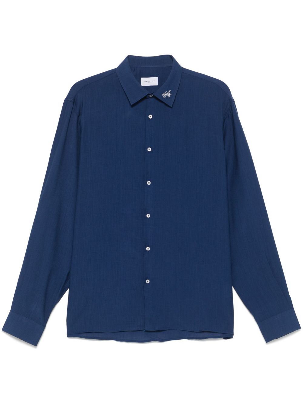 Family First crinkled-finish shirt - Blue