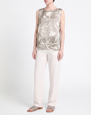 Woman Top Light grey Size 12 Viscose, Linen
