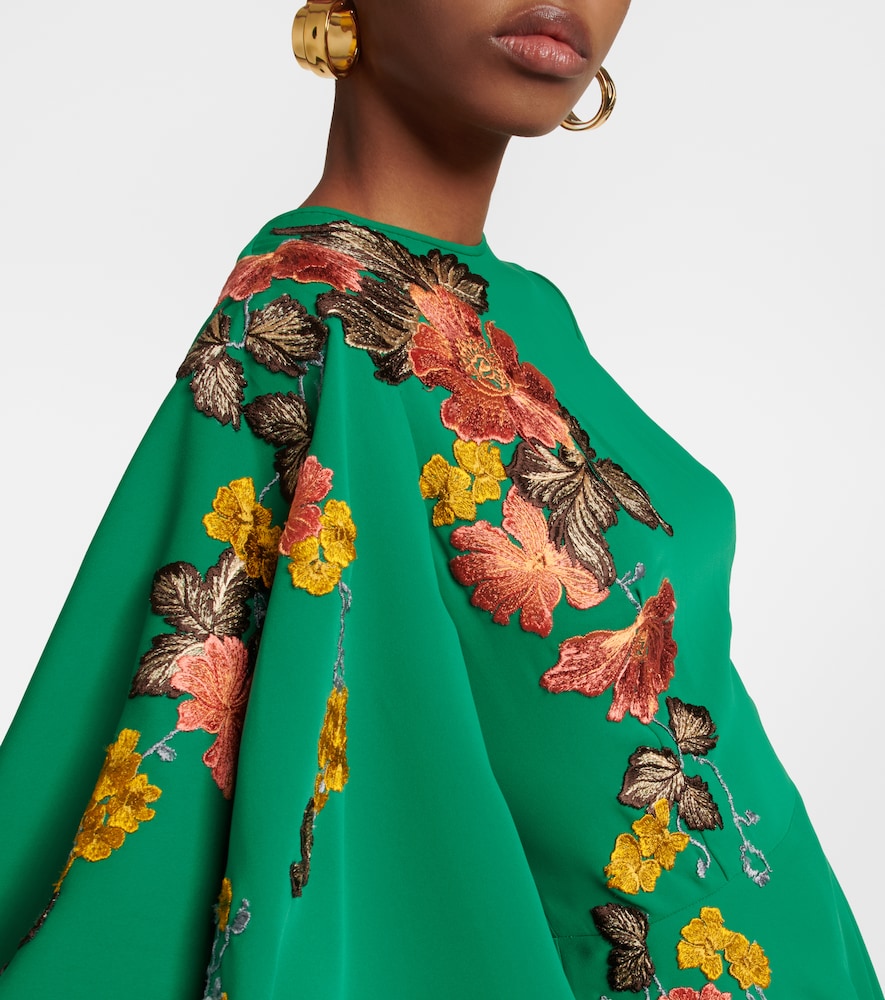 Zinnia embroidered cape midi dress