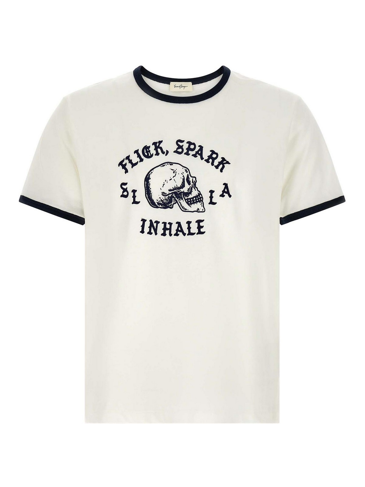 Flick, Spark, Inhale Ringer T-Shirt White/black Cotton - Men