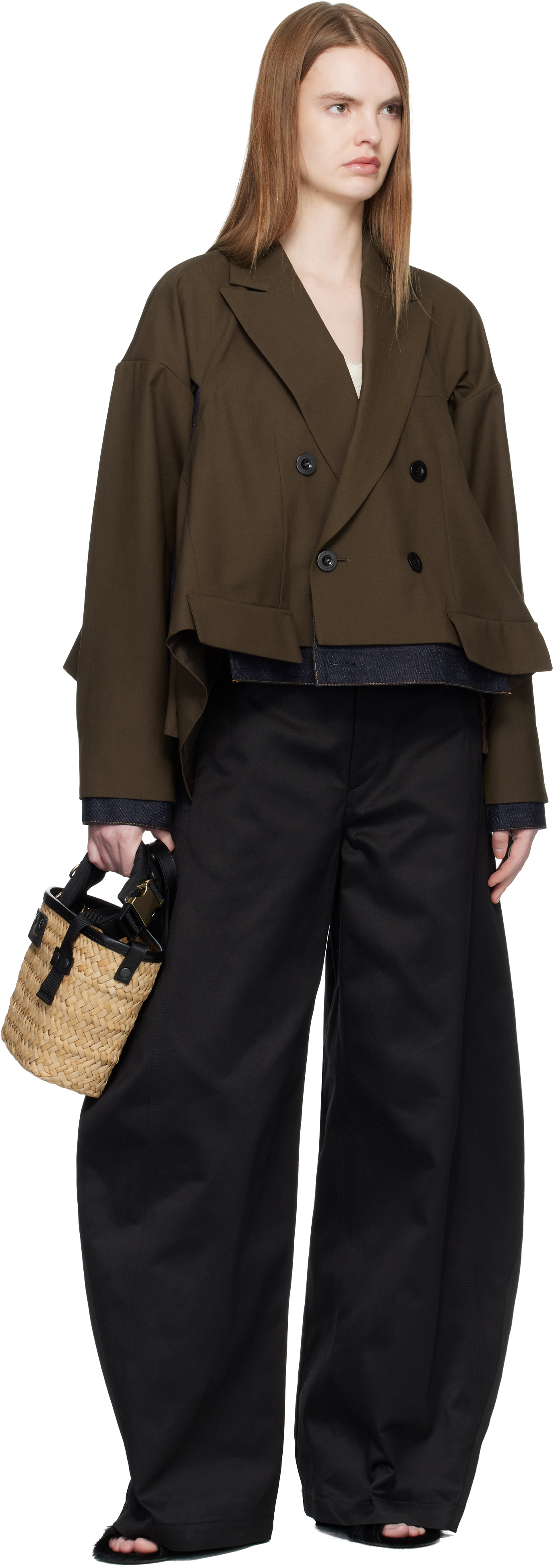 Black Cotton Chino Trousers