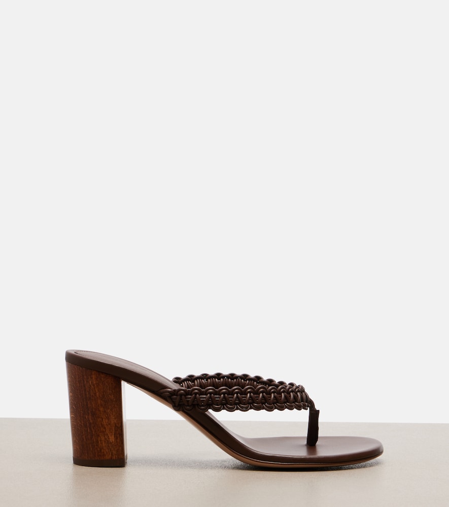 Braided leather thong sandals