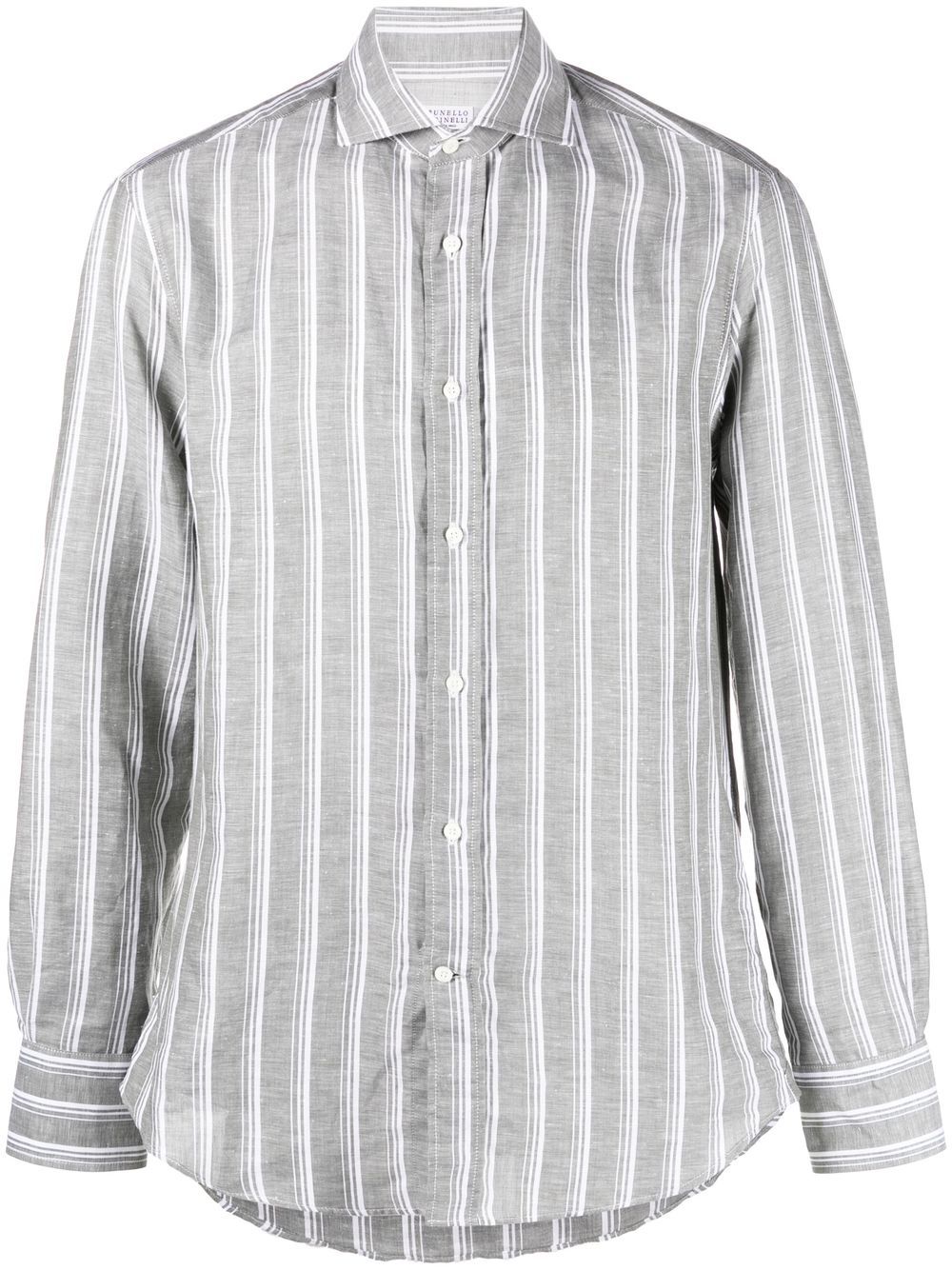 Striped spread-collar shirt - Grey