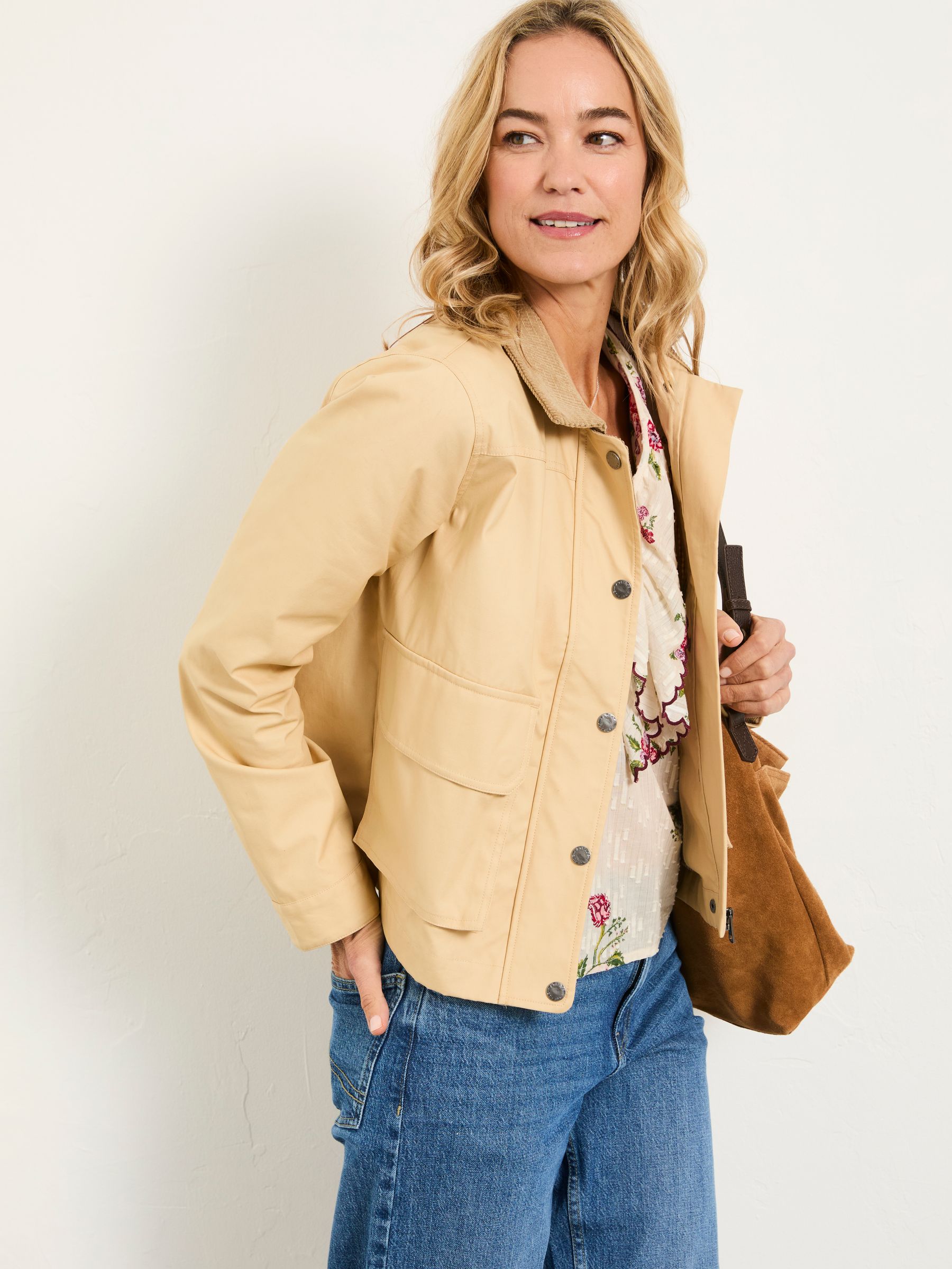 FatFace Harriet Stone Crop Wax Jacket