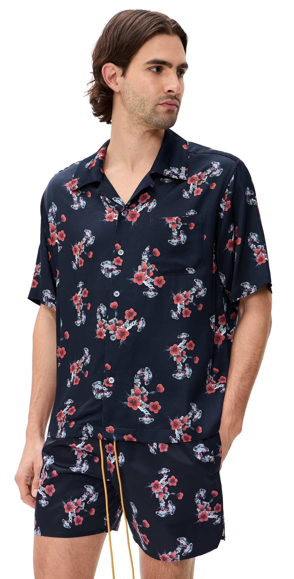 Turbo Floral Button Down Shirt Black/Red/Multi