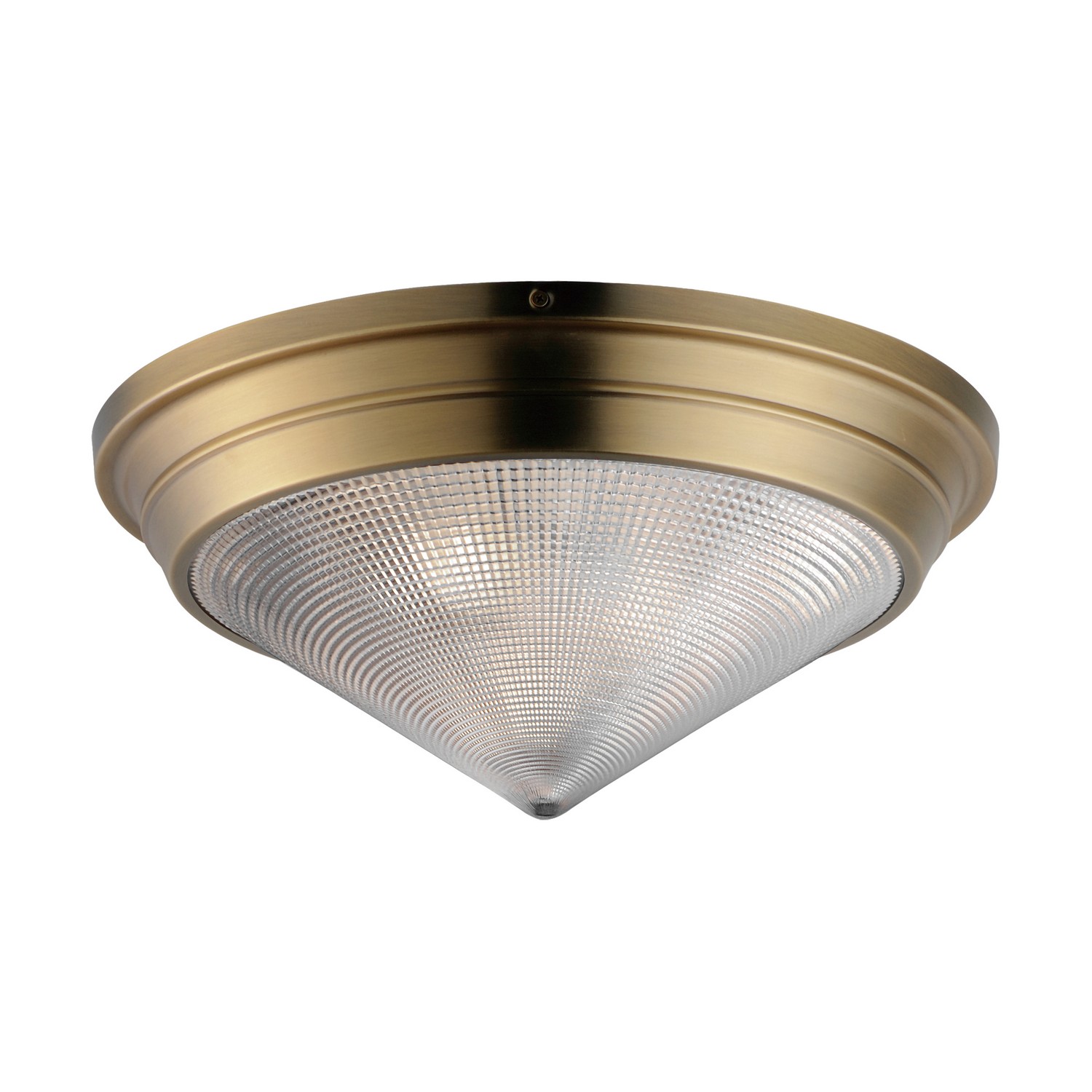 Natural Aged Brass Three Light Flush Mount from the Hargreaves Collection