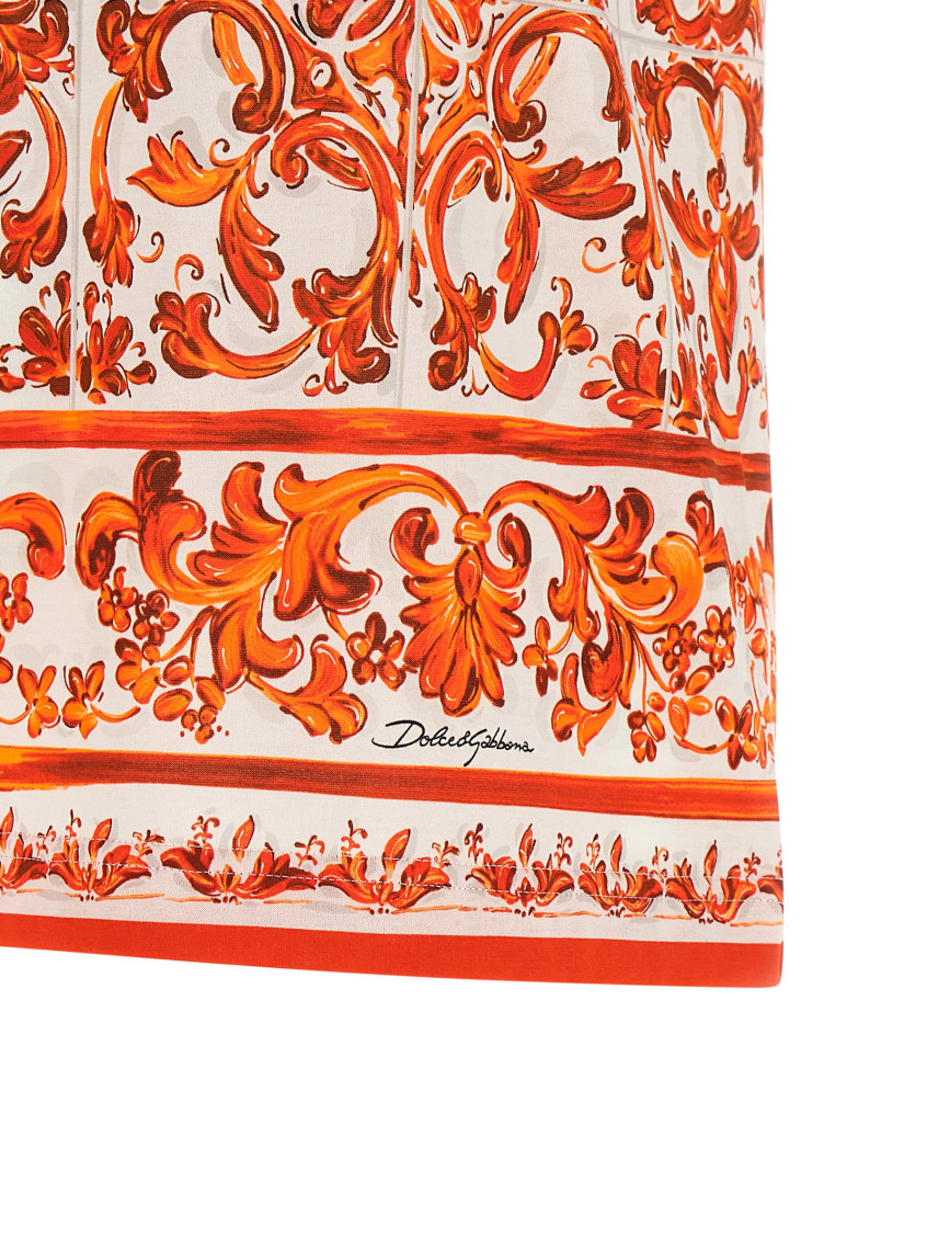 Orange Printed Crew Neck T-Shirt