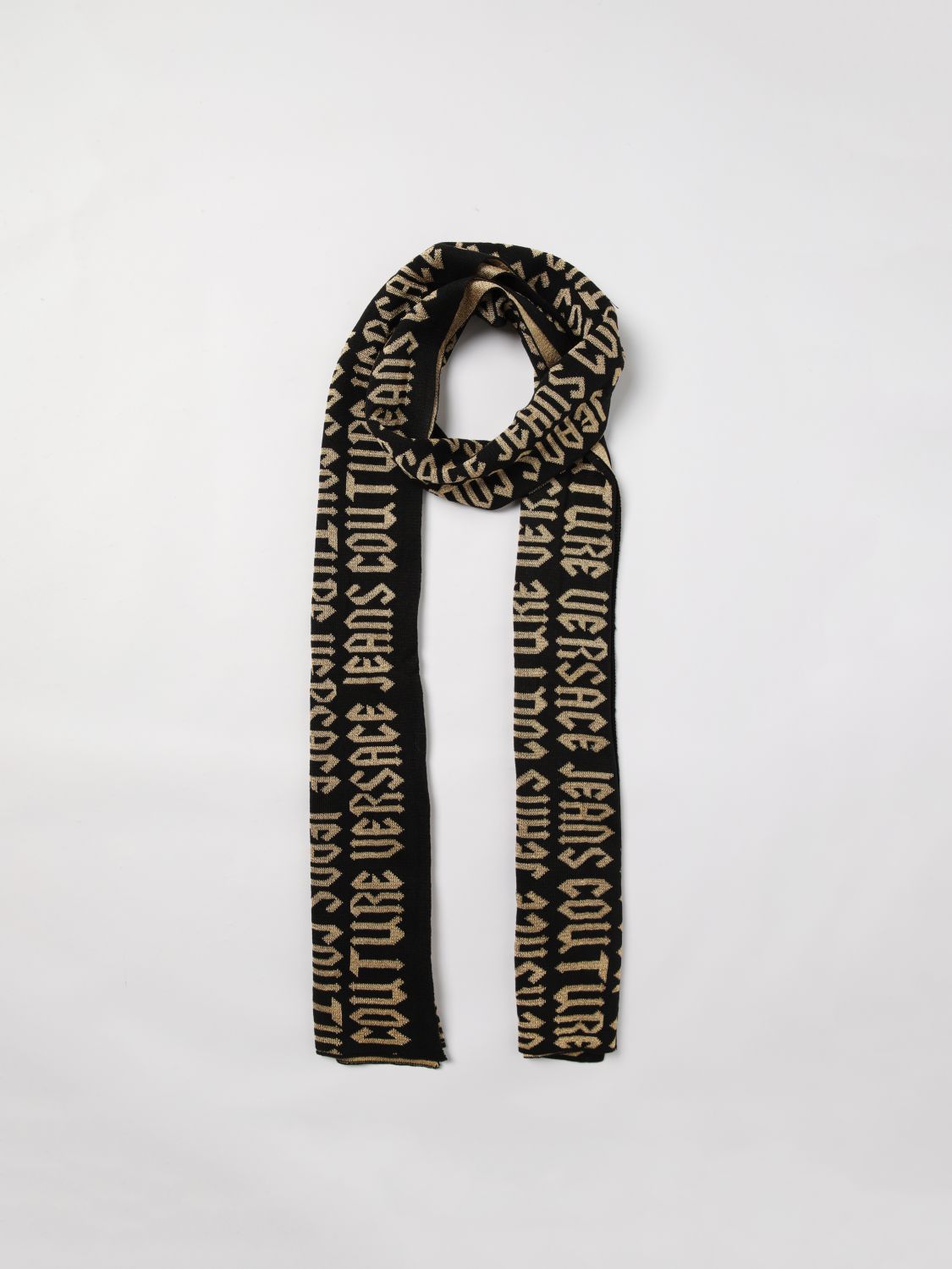 Intarsia-logo scarf - Black