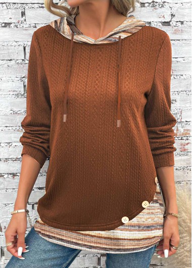 Modlily Multi Color Patchwork Long Sleeve Hoodie