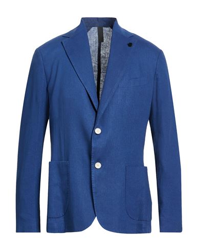 Man Blazer Blue Size 42 Linen, Viscose