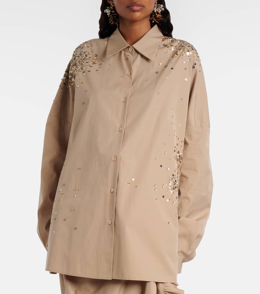 Sequined oversized cotton shirt