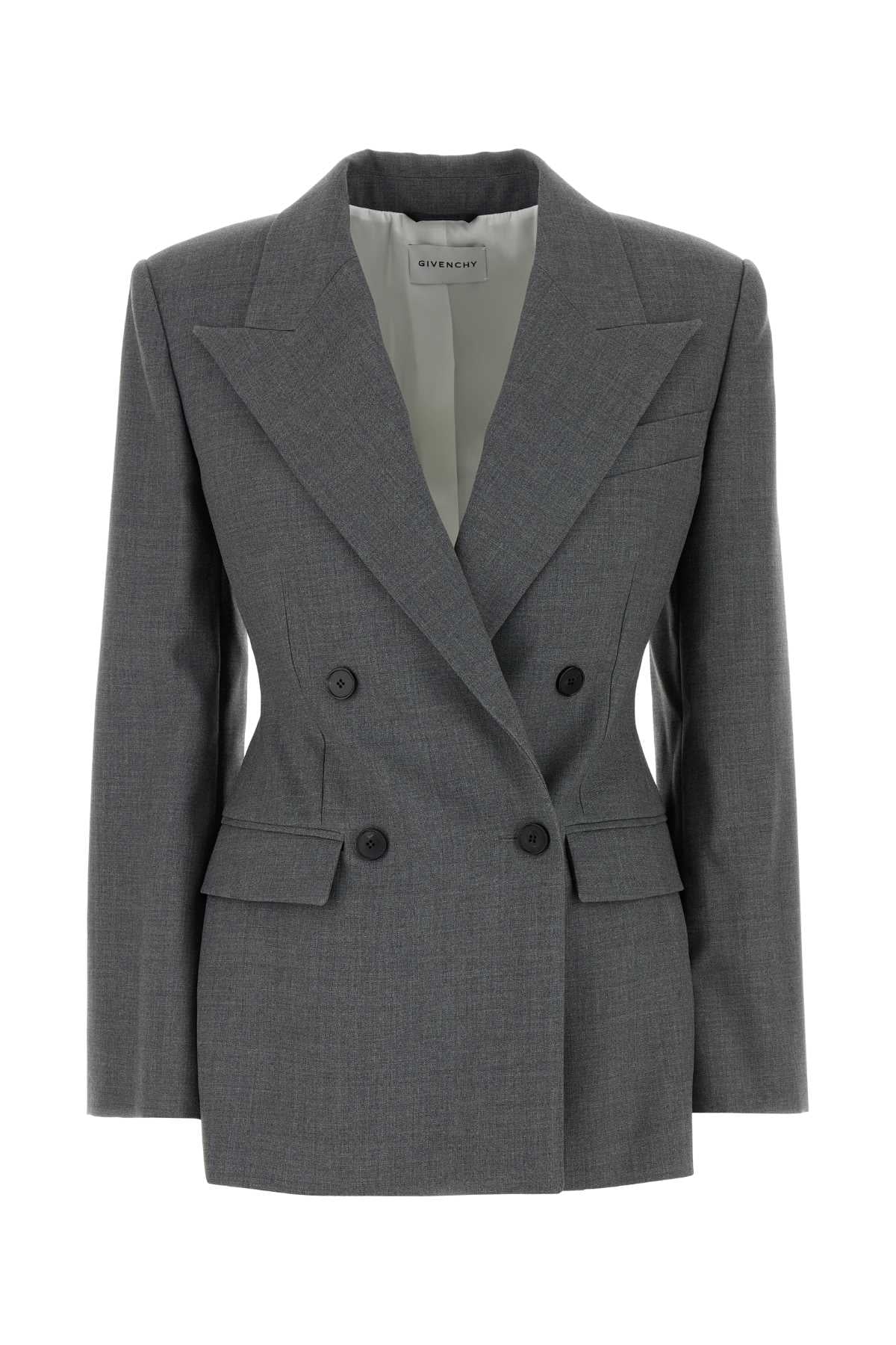 Double-Breasted Wool Blazer — Gray