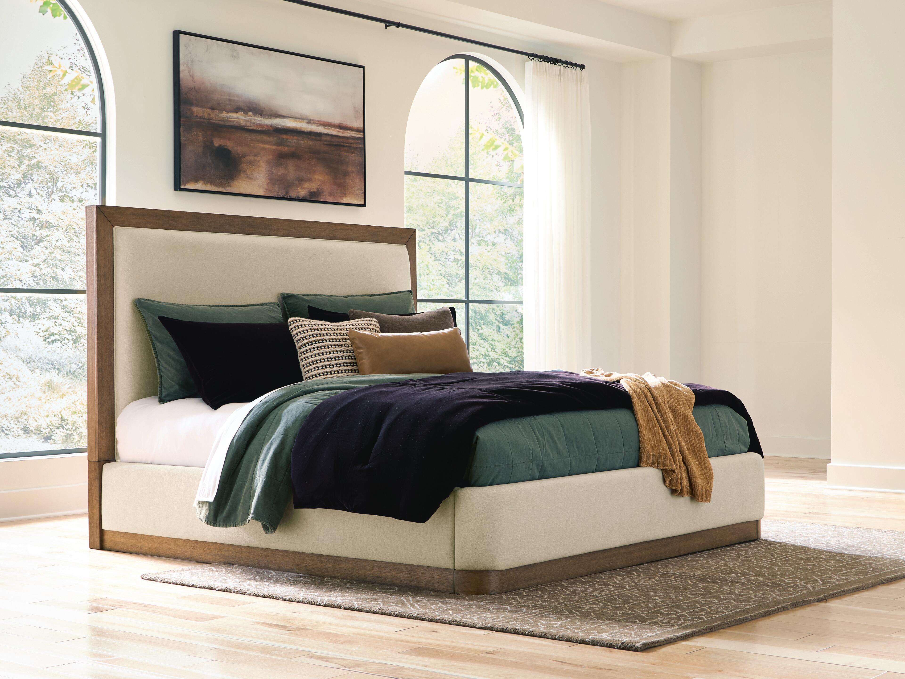 Hennington Upholstered Bed, Medium Brown