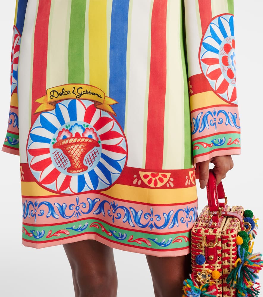 Printed silk-blend minidress