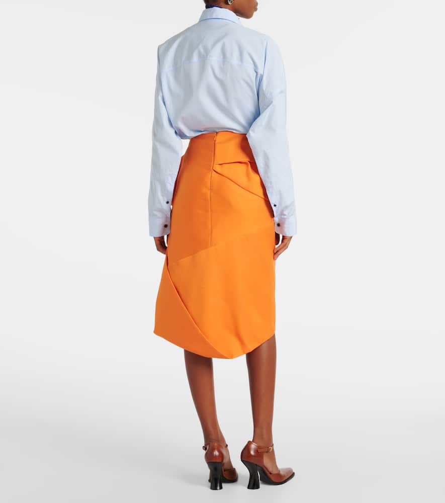 Draped satin midi skirt