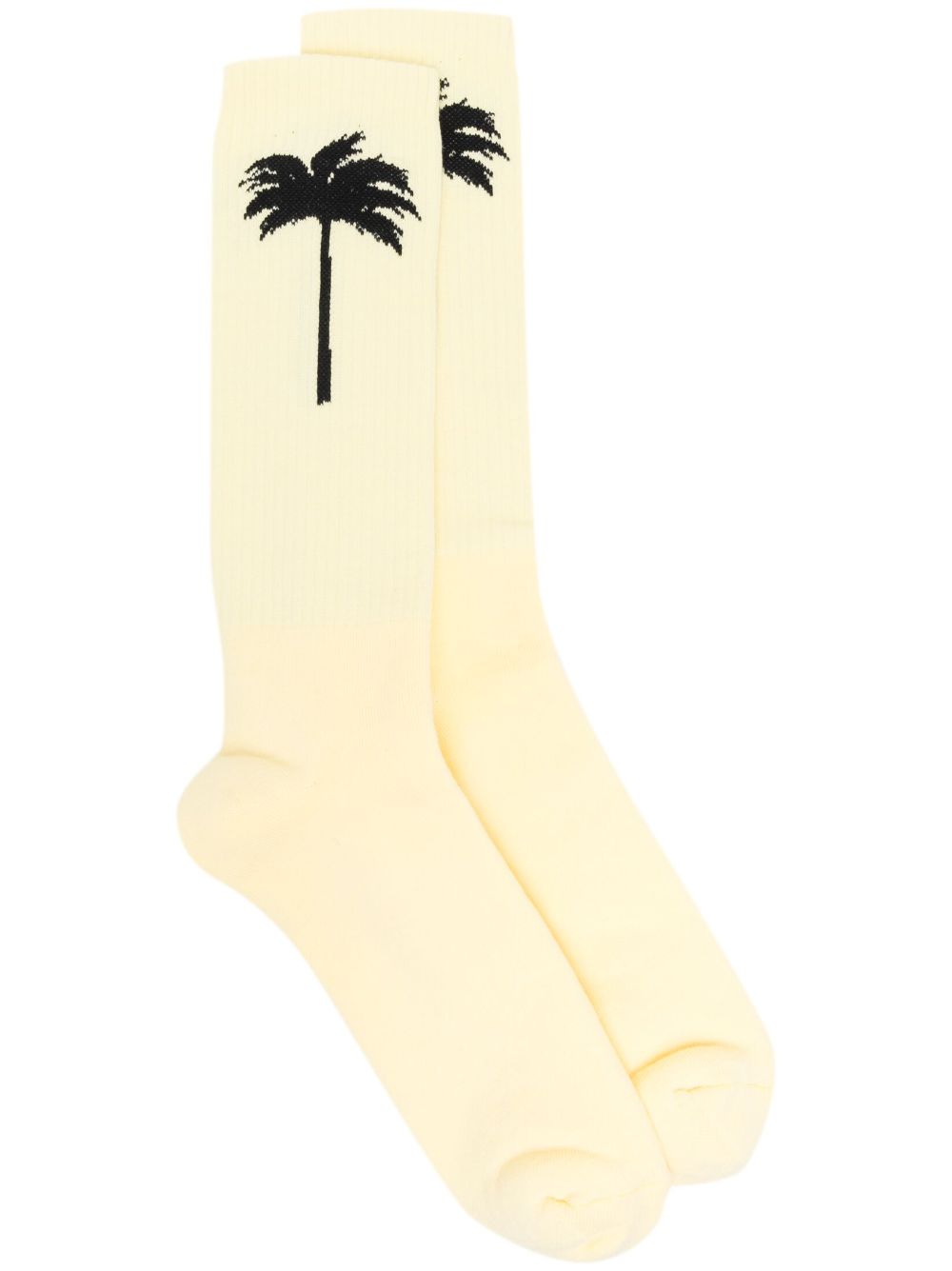 Intarsia-knit ankle socks - Yellow