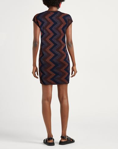 Woman Mini dress Dark brown Size ONESIZE Viscose, Polyester, Metallic Polyester, Polyamide