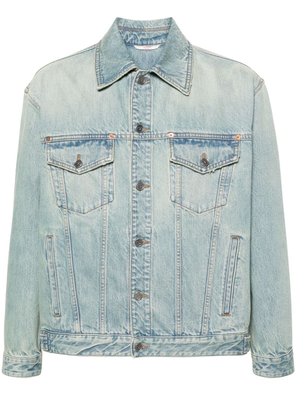 Logo-embossed denim jacket - Blue