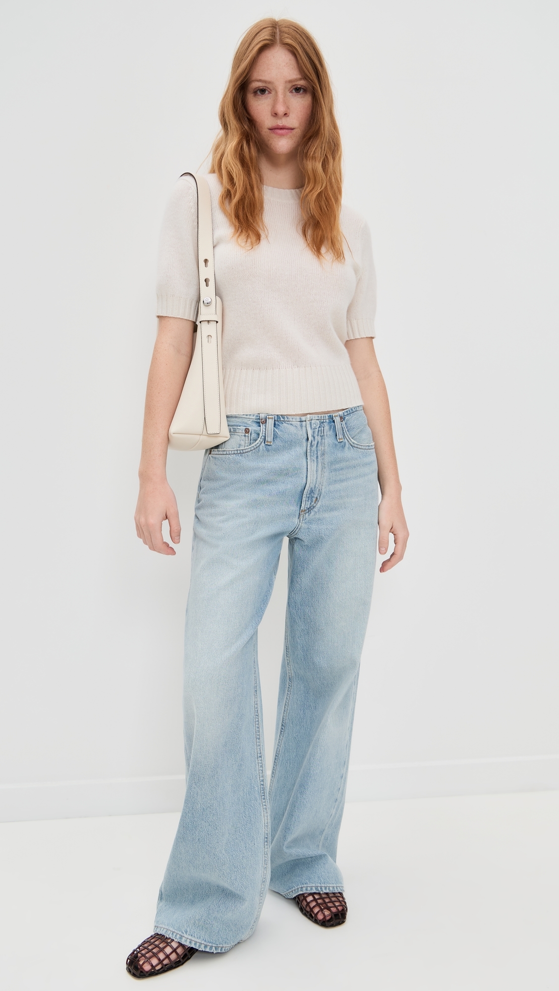 White + Warren Cashmere T-Shirt Sweater Soft White
