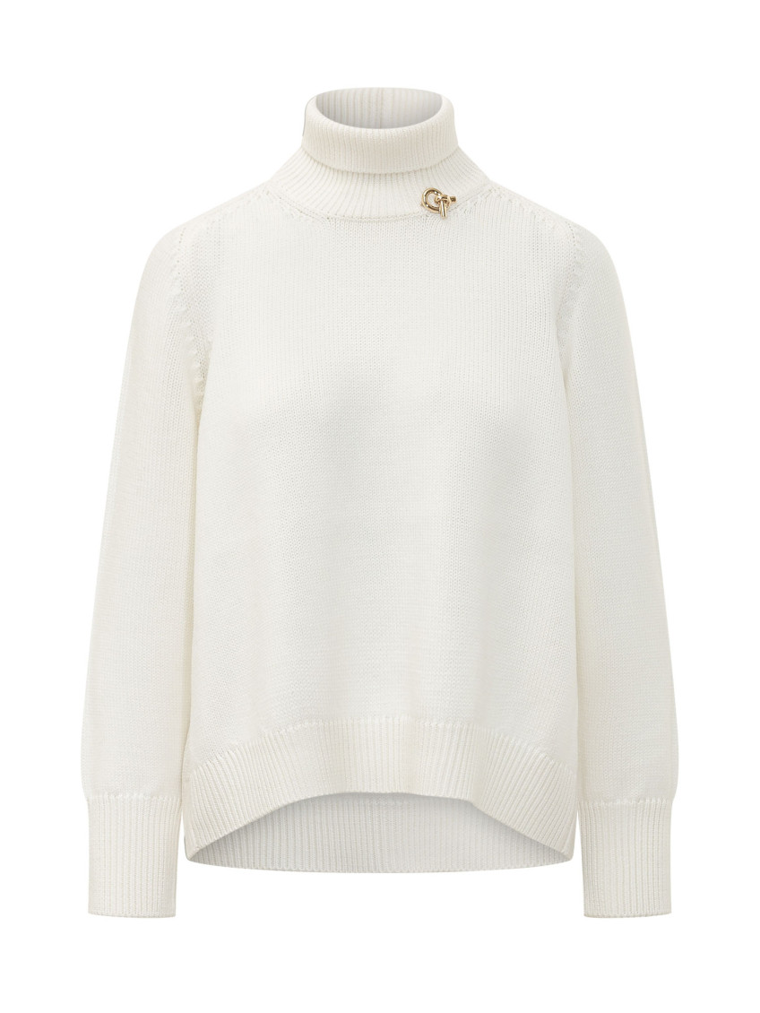 White Solid Turtle Neck Sweater