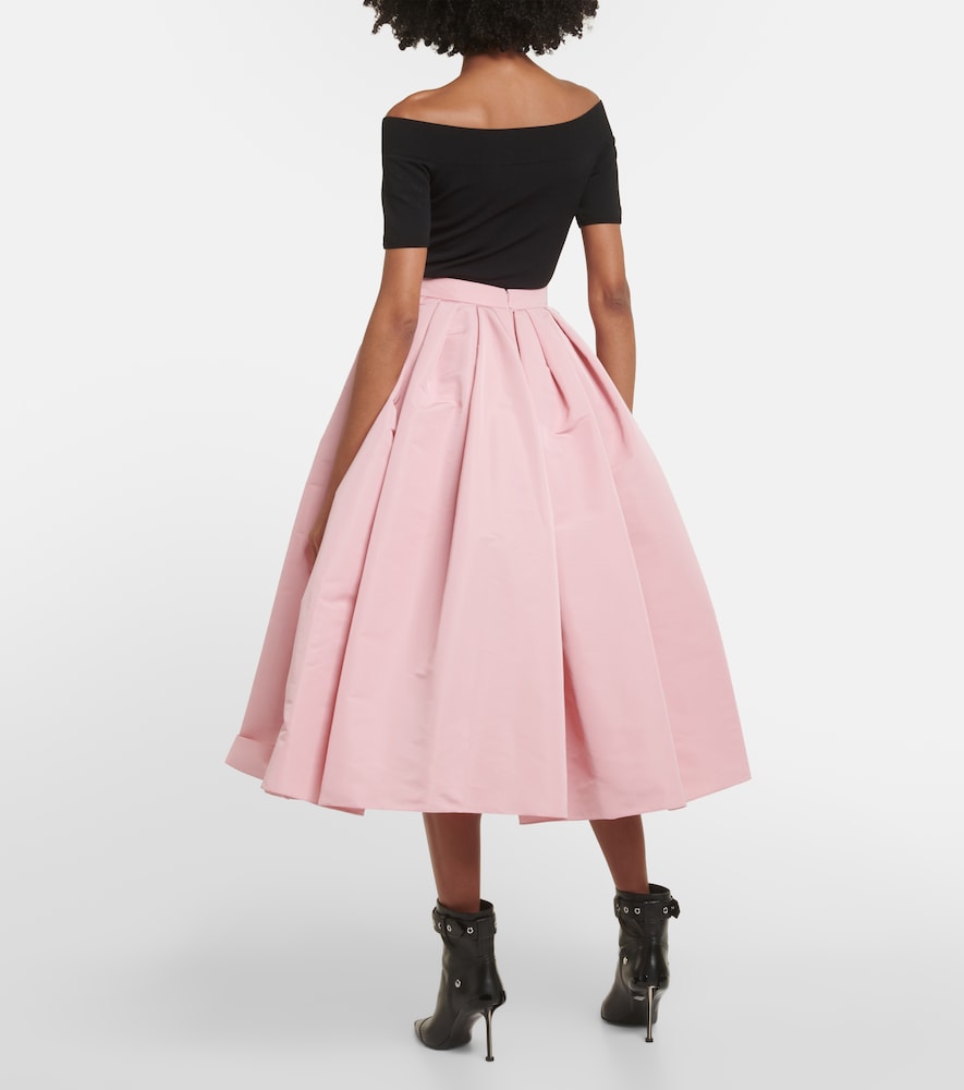Pleated polyfaille midi skirt