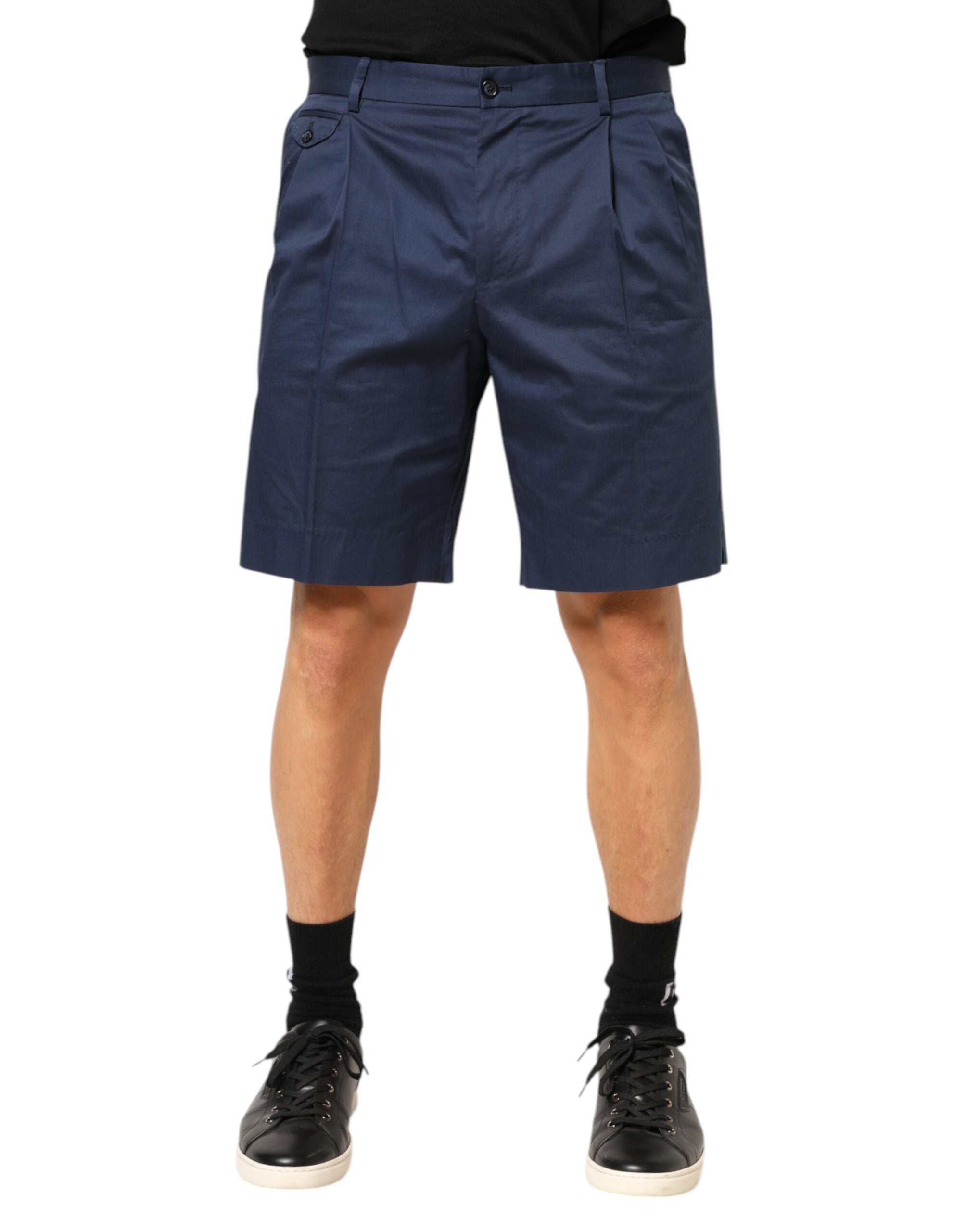 Cotton Stretch Bermuda Shorts — Blue