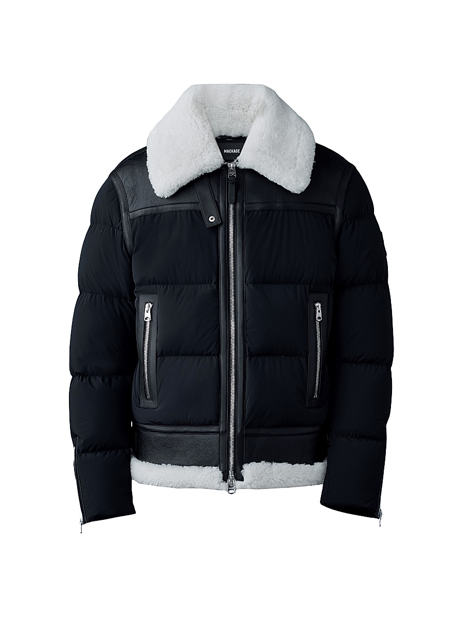 Men's Robert Shearling Down Jacket - Black Natural